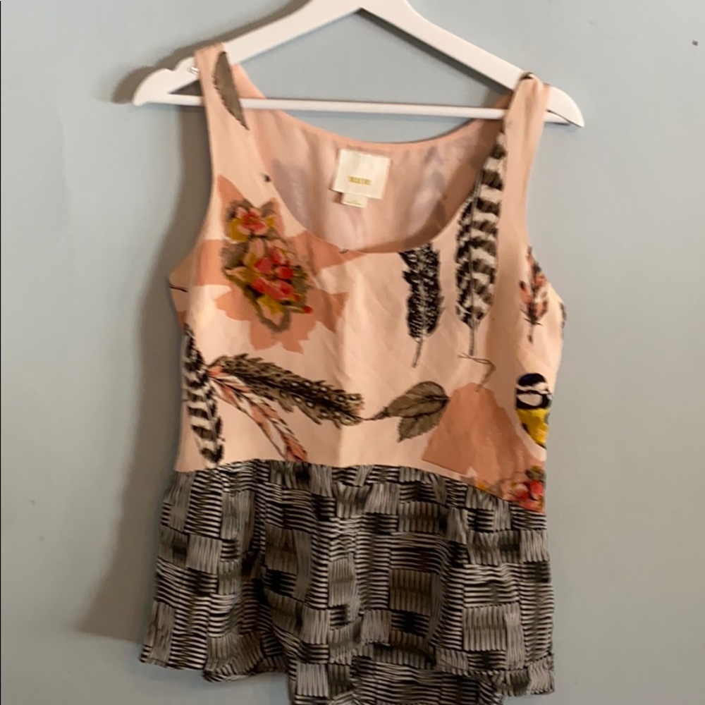 Anthropology Maeve silk floral silk blouse
